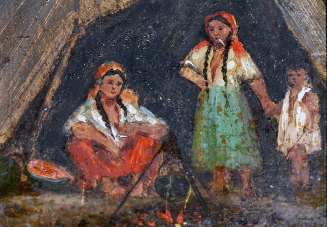 Expoziție „Vin căruțele colorate. Vernacular în memoria și opera de artă a țiganilor / țiganilor ”|Țigani lângă foc, Muzeul Nikifor, Romanovka