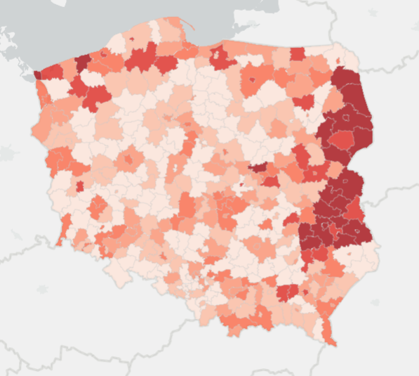Mapa zakażeń w Polsce