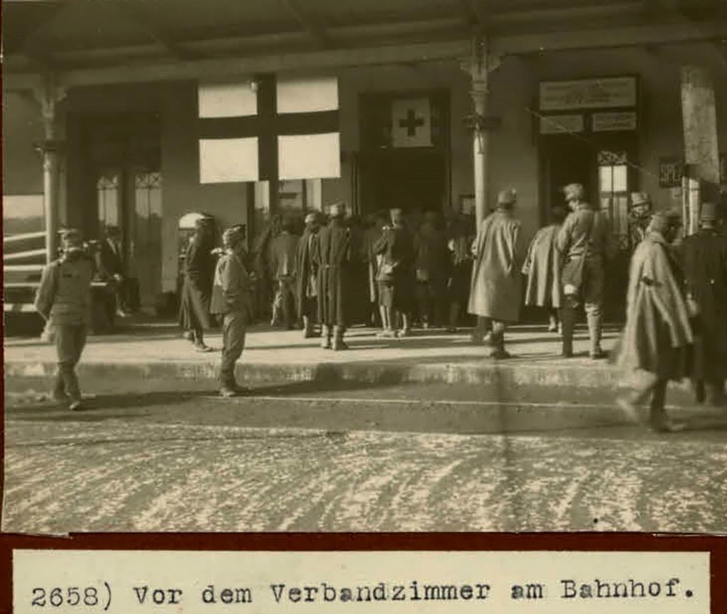 Dworzec kolejowy w Nowym Sączu ok. 1914-1915 r. Źródło Fotopolska.eu- Österreichische Staatsarchiv