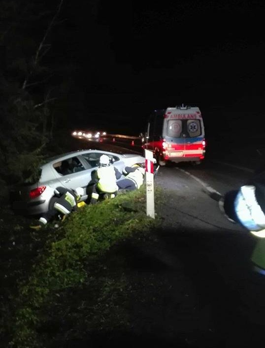 Auto wypadło z drogi w Szczawie