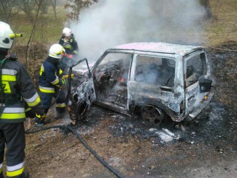 Pożar samochodu w Zagorzynie, fot. OSP Zagorzyn